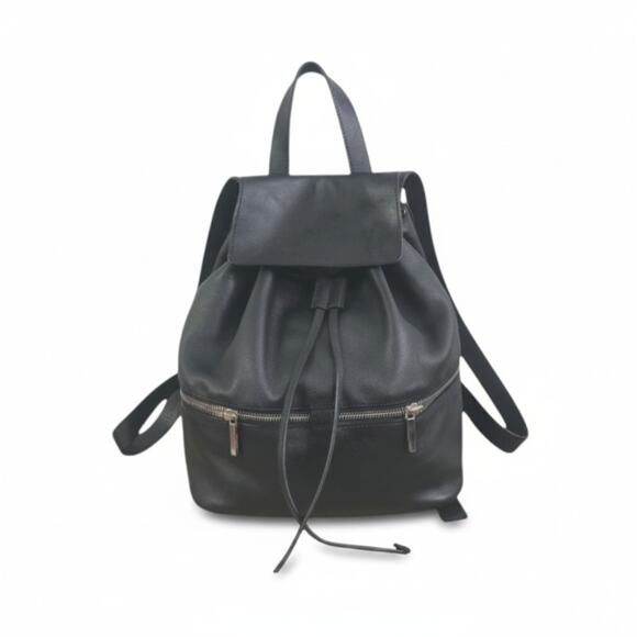 WHISTLES Cow Leather Backpack Black Drawstring Zip Academia Lifestyle Travel main image 7